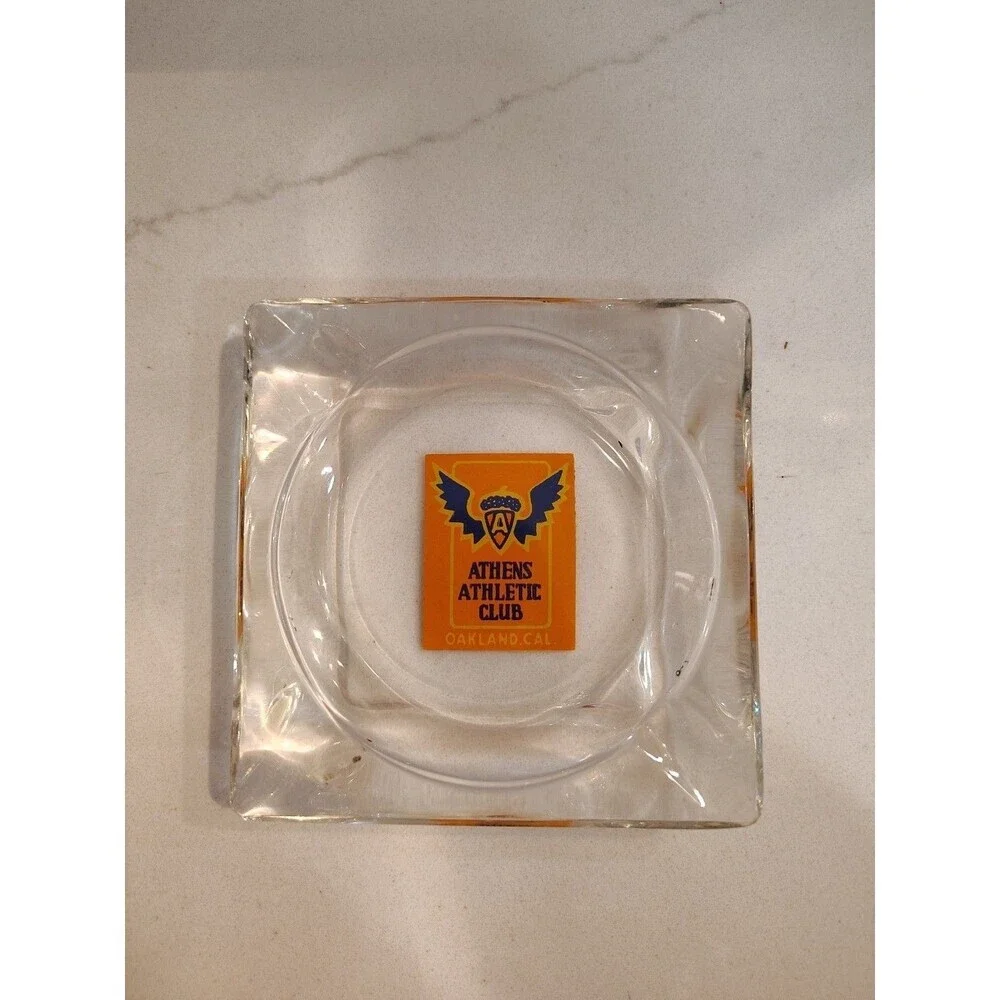 VINTAGE Glass Ashtray Ash Tray ATHENS ATHLETIC CLUB OAKLAND CAL 1950's